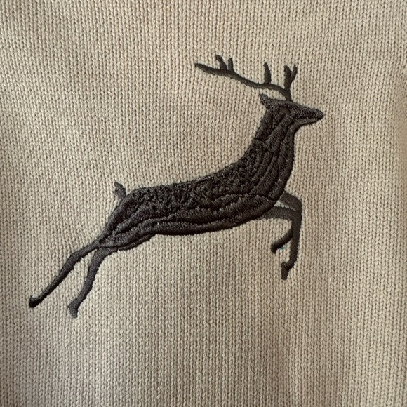 Cream Sweater with Silver Lined Reindeer Embroidered Detailing. - Picture 4 of 6